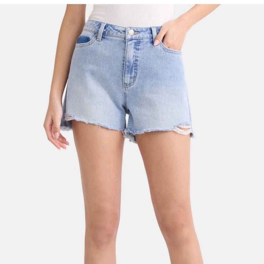 Time & Tru Women's High Rise Denim Jean Shorts 4"inseam Size 16